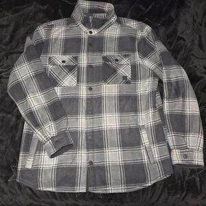 Men's Gray Plaid Shirt Jacket